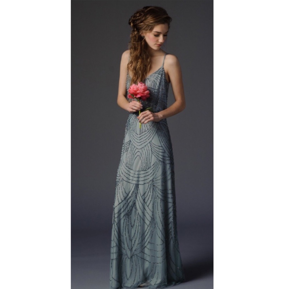 Adrianna Papell Art Deco Beaded Blouson Dress - Picture 2 of 10